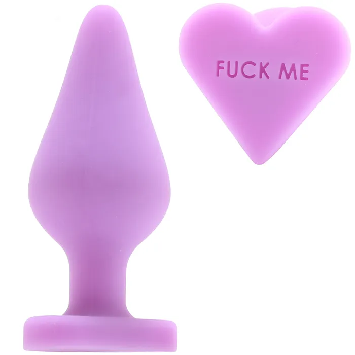 Blush Anal Candy Hearts Fk Me Medium Butt Plug in Purple