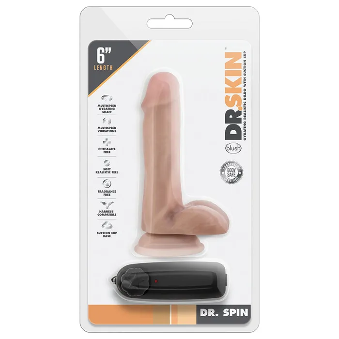 BLUSH Female Sex Toys Dr Skin Dr Spin Gyrating Realistic DildoVanilla 6