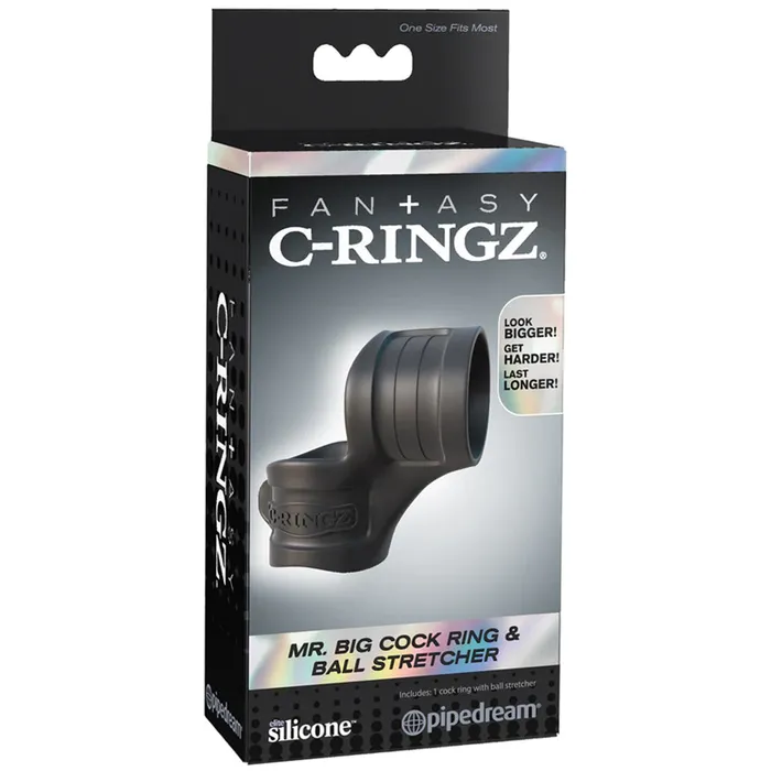 Pipedream Mr Big Cock Ring Ball Stretcher in Black Male Sex Toys