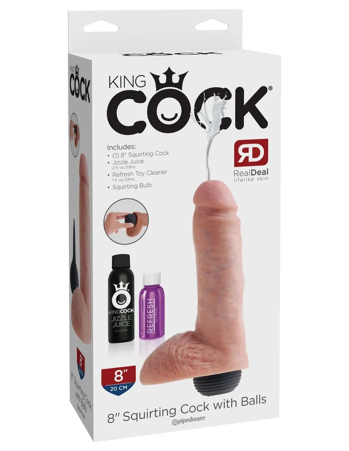 Pipedream Products Dildos King Cock 8 inches Squirting Cock with Balls Beige Dildo Pipedream Products Dildos King Cock 8 inches Squirting Cock with Balls Beige Dildo