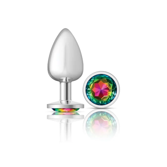 Cheeky Charms Silver Metal Butt Plug Round Rainbow Large Viben Anal Cheeky Charms Silver Metal Butt Plug Round Rainbow Large Viben Anal