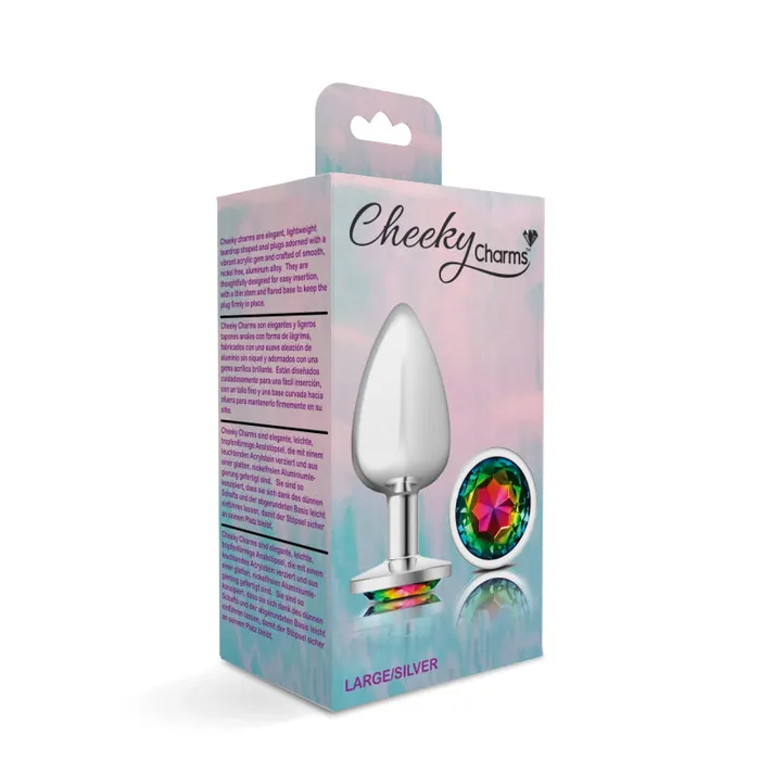 Cheeky Charms Silver Metal Butt Plug Round Rainbow Large Viben Anal Cheeky Charms Silver Metal Butt Plug Round Rainbow Large Viben Anal