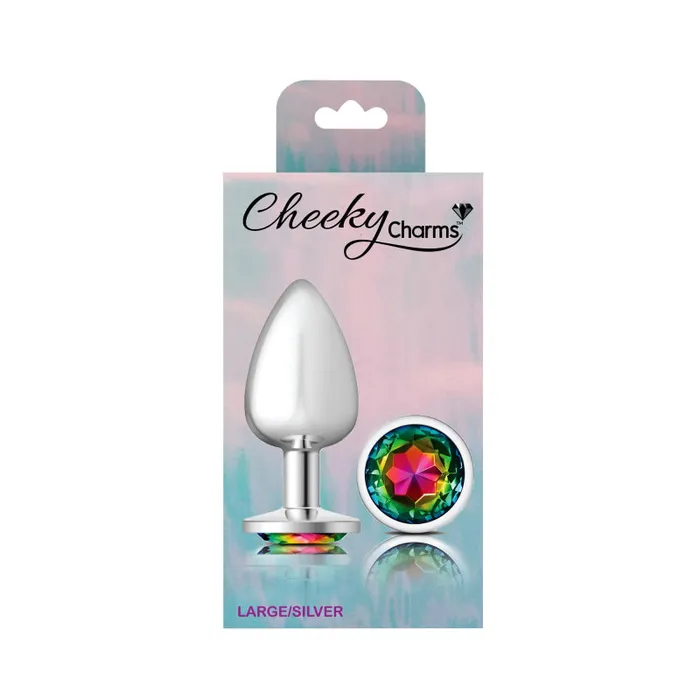 Cheeky Charms Silver Metal Butt Plug Round Rainbow Large Viben Anal Cheeky Charms Silver Metal Butt Plug Round Rainbow Large Viben Anal