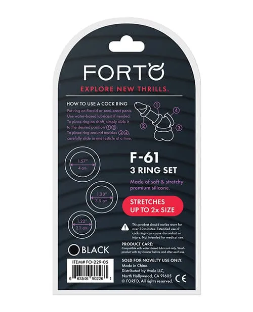 Male Sex Toys Forto F61 Liquid 3 Piece Cock Ring Set Black Forto Male Sex Toys Forto F61 Liquid 3 Piece Cock Ring Set Black Forto