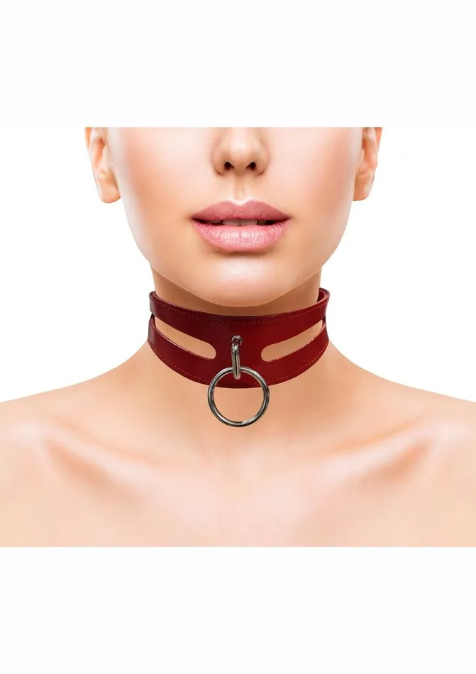 Couples Rouge Rouge Leather Fashion Bondage Collar with ORing