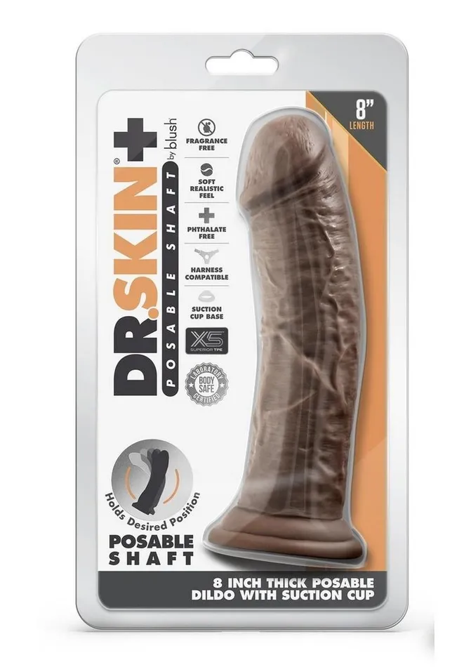 Dr Skin Female Sex Toys Dr Skin Plus Thick Posable Dildo with Suction Cup