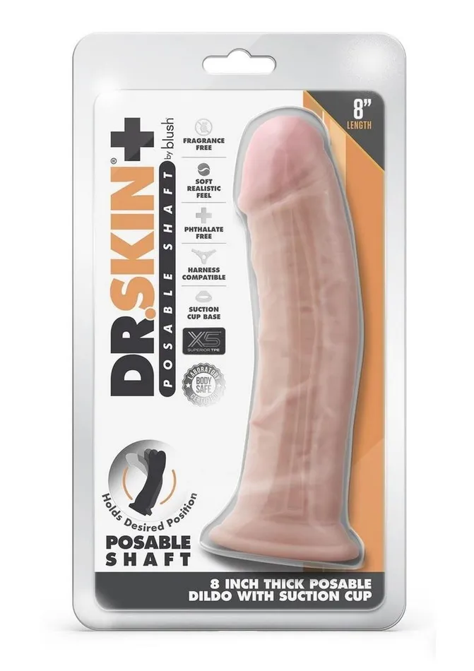 Dr Skin Female Sex Toys Dr Skin Plus Thick Posable Dildo with Suction Cup