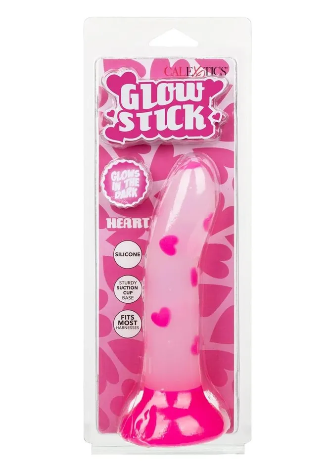 Glow Stick Heart Silicone Glow In The Dark Dildo with Suction Base Glow Stick Female Sex Toys