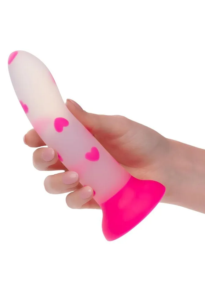 Glow Stick Heart Silicone Glow In The Dark Dildo with Suction Base Glow Stick Female Sex Toys