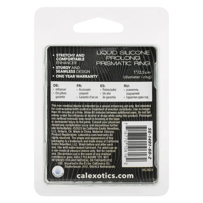 CalExotics Alpha Liquid Silicone Prolong Prismatic Ring Gray Male Sex Toys