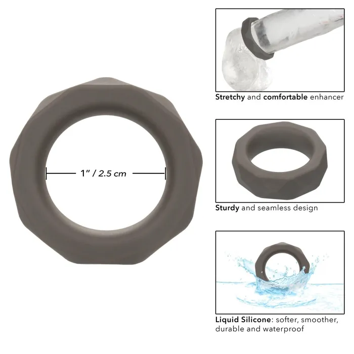 CalExotics Alpha Liquid Silicone Prolong Prismatic Ring Gray Male Sex Toys