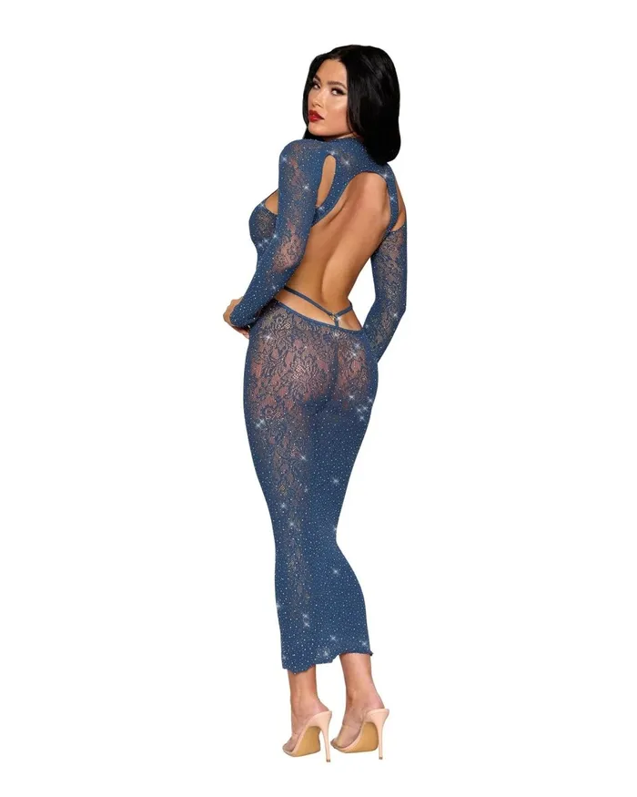 Dreamgirl Bodystockings Playsuits Bodystocking Gown Dmnd One Size Navy Dreamgirl Bodystockings Playsuits Bodystocking Gown Dmnd One Size Navy
