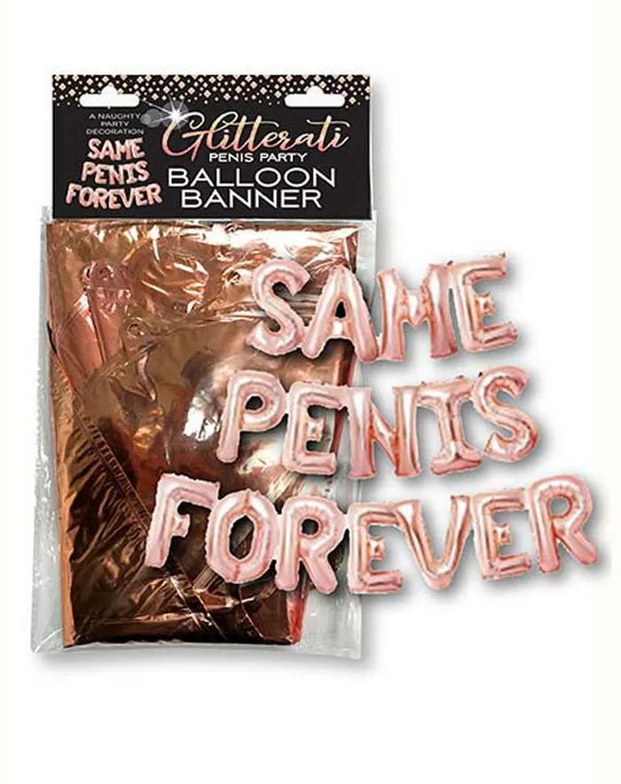 Glitterati Same Penis Balloon Banner Pink Little Genie Vibrators