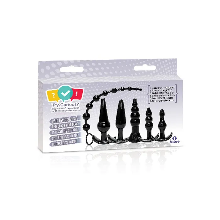Icon Brands Anal The 9s TryCurious Anal Plug Kit Black