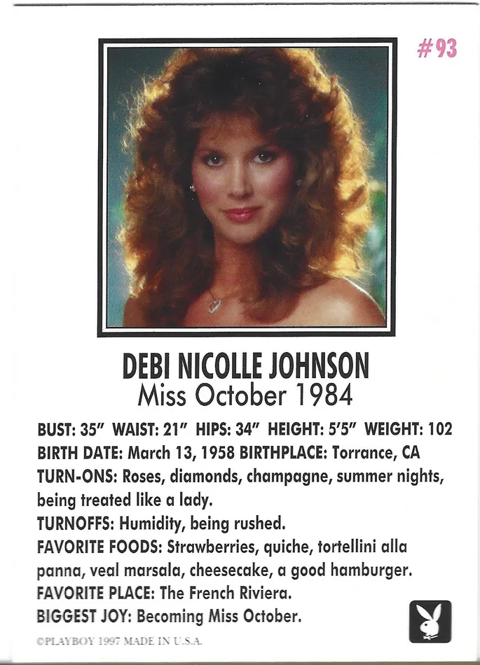 Couples Dans Cards Playboy October Edition Deborah Nicolle Johnson Card 93