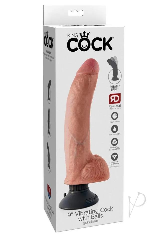 Dildos King Cock Kc 9 Vibrating Cock W Balls Flesh