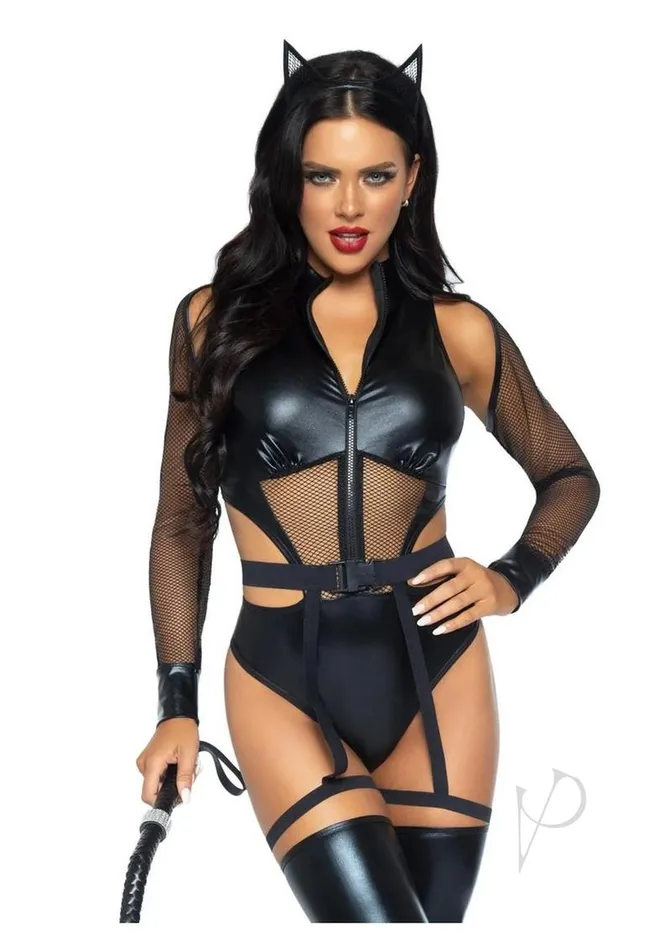 Leg Avenue Anal Criminal Kitty 3pc Sm Black
