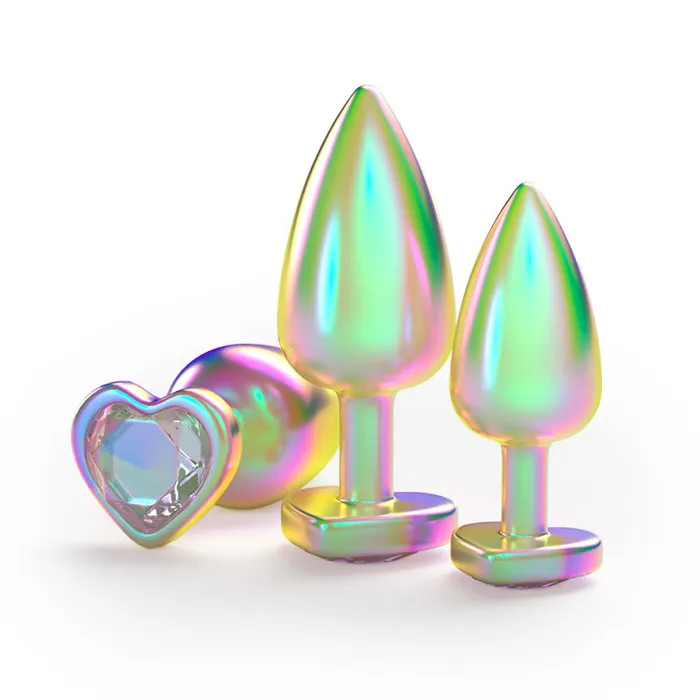 Oronova Anal Rainbow Gemstone Metal Anal Butt Plug Set
