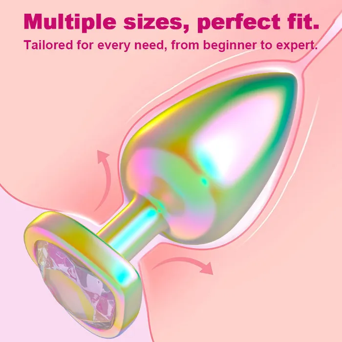 Oronova Anal Rainbow Gemstone Metal Anal Butt Plug Set