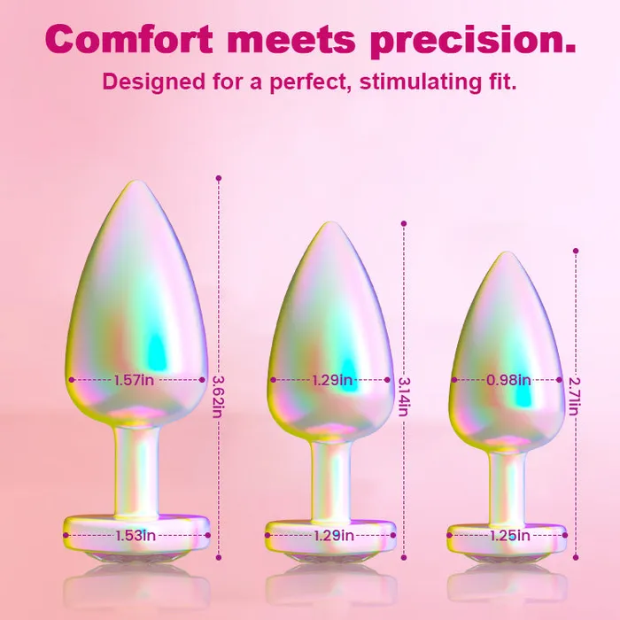 Oronova Anal Rainbow Gemstone Metal Anal Butt Plug Set
