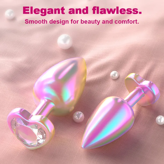Oronova Anal Rainbow Gemstone Metal Anal Butt Plug Set