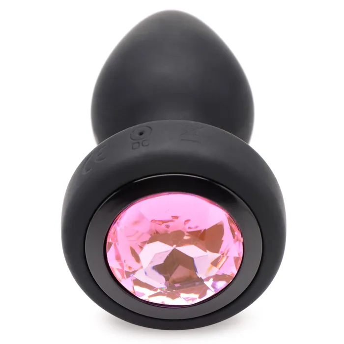 28X Vibrating Silicone Pink Gem Anal Plug Booty Sparks Male Sex Toys