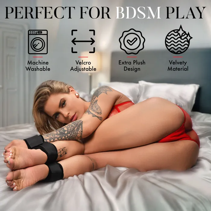 Couples Bedroom Bliss Velvet Plush Wrist to Ankle Cuffs