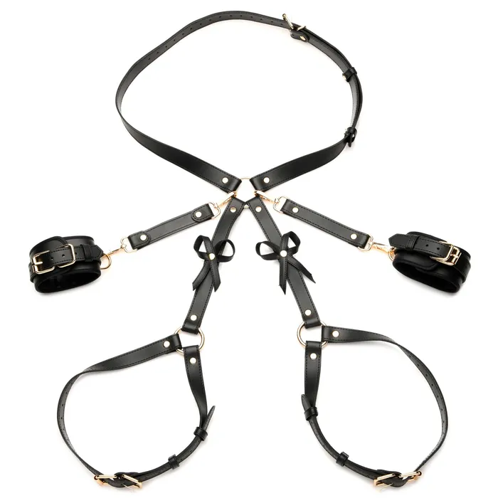 Couples STRICT Black Bondage Thigh Harness with Bows
