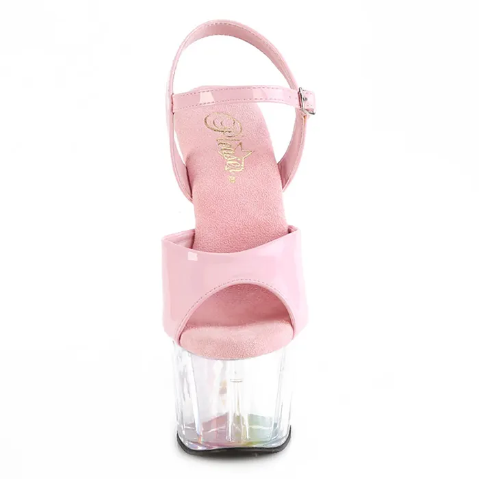 Pleaser Adore 709HT Raven Stiletto Platform Sandals Pink HoloClear Pleaser USA Dildos