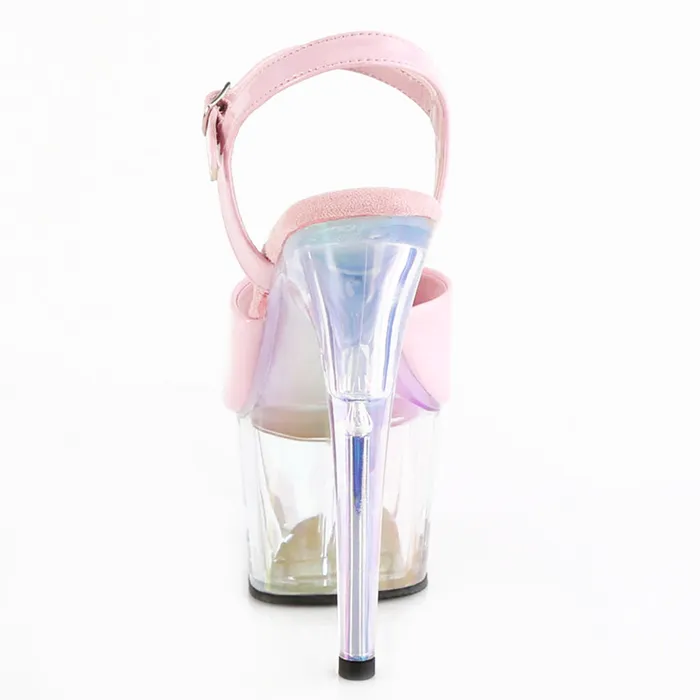 Pleaser Adore 709HT Raven Stiletto Platform Sandals Pink HoloClear Pleaser USA Dildos