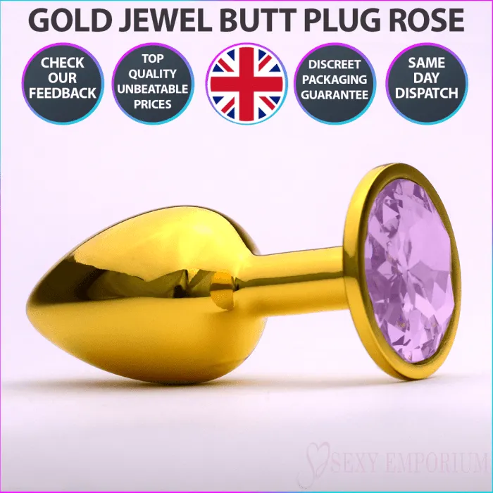 Anal Jewel Princess Chrome Gold Jewelled Butt Plug Rose