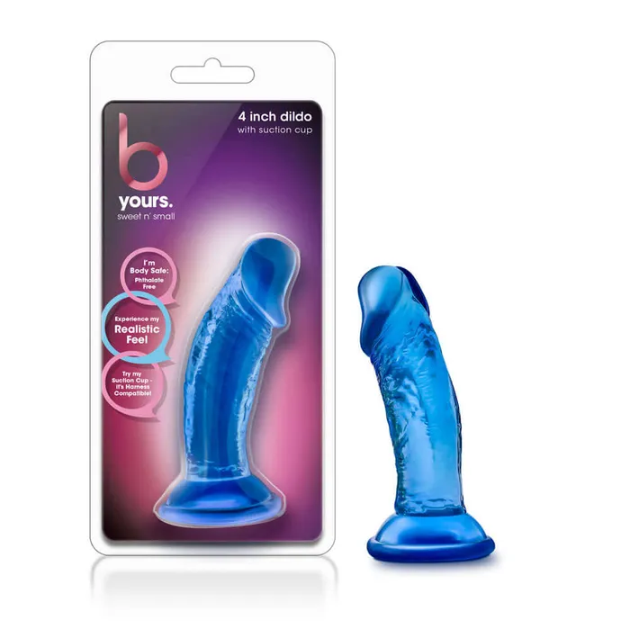 Blush Novelties B Yours Sweet n Small 4 Inch Dildo With Suction Cup Blue Dildos