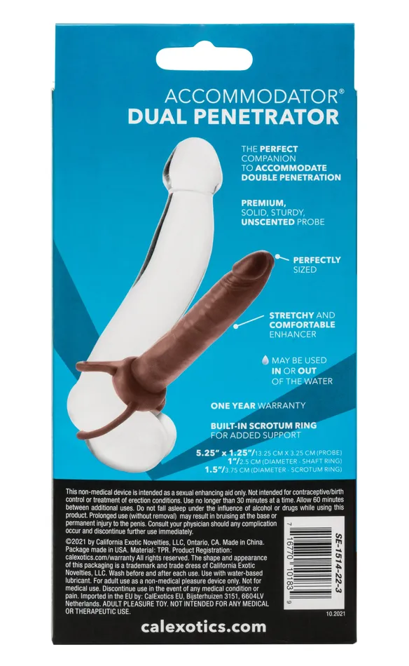 CalExotics Female Sex Toys Accommodator Dual Penetrator Brown