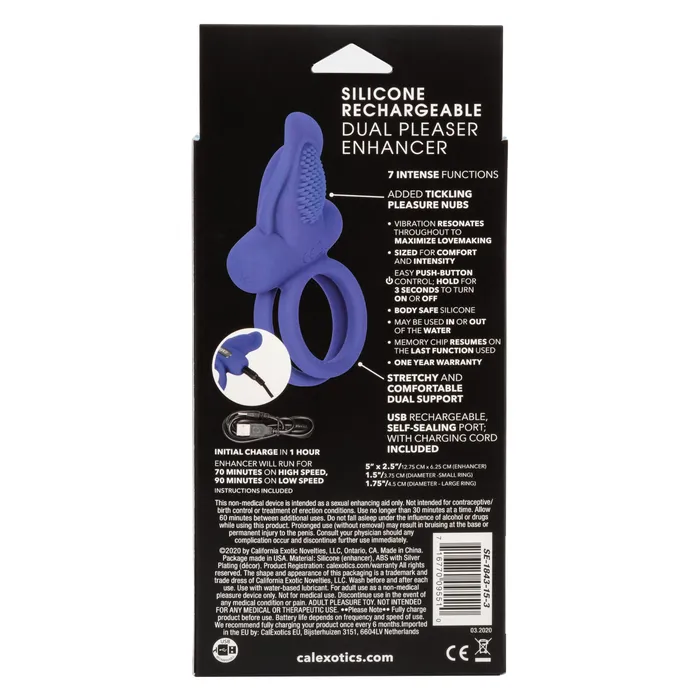 CalExotics Female Sex Toys Silicone Rechargeable Dual Pleaser Enhancer CalExotics Female Sex Toys Silicone Rechargeable Dual Pleaser Enhancer