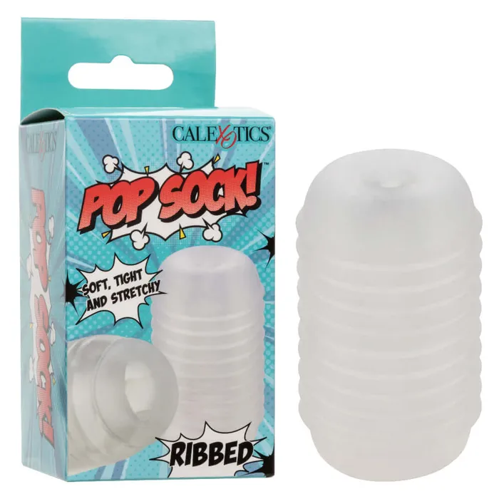 CalExotics Pop Sock Ribbed Masturbation Sleeve Clear Male Sex Toys