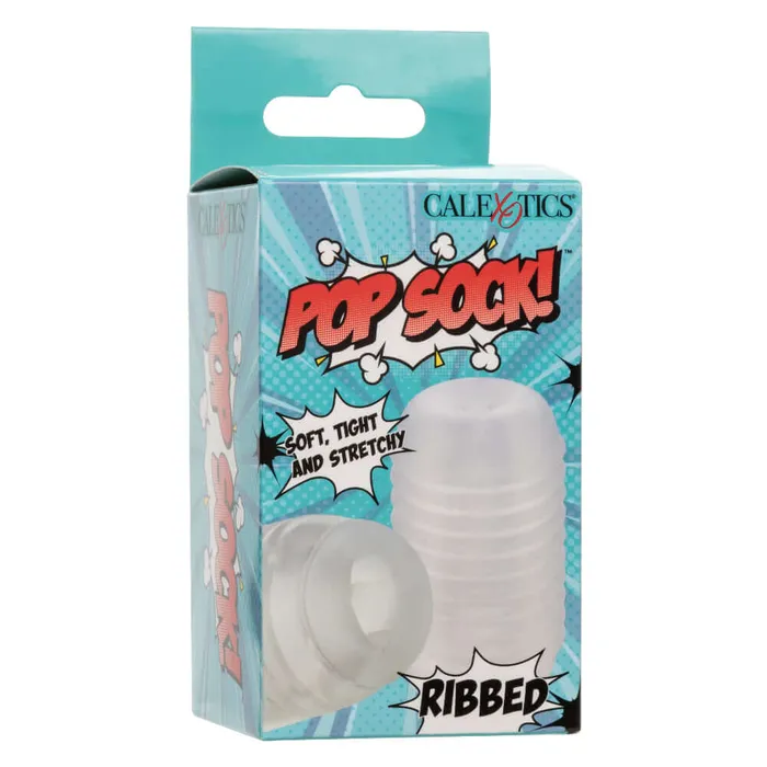 CalExotics Pop Sock Ribbed Masturbation Sleeve Clear Male Sex Toys CalExotics Pop Sock Ribbed Masturbation Sleeve Clear Male Sex Toys