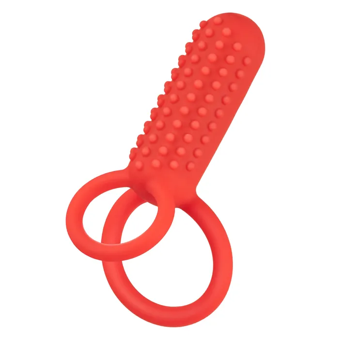 CalExotics Vibrators Silicone Rechargeable Vertical Dual Enhancer Red