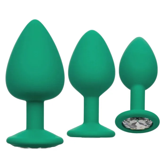 Cheeky Gems Butt Plugs 3 Piece Set Green California Exotic Anal