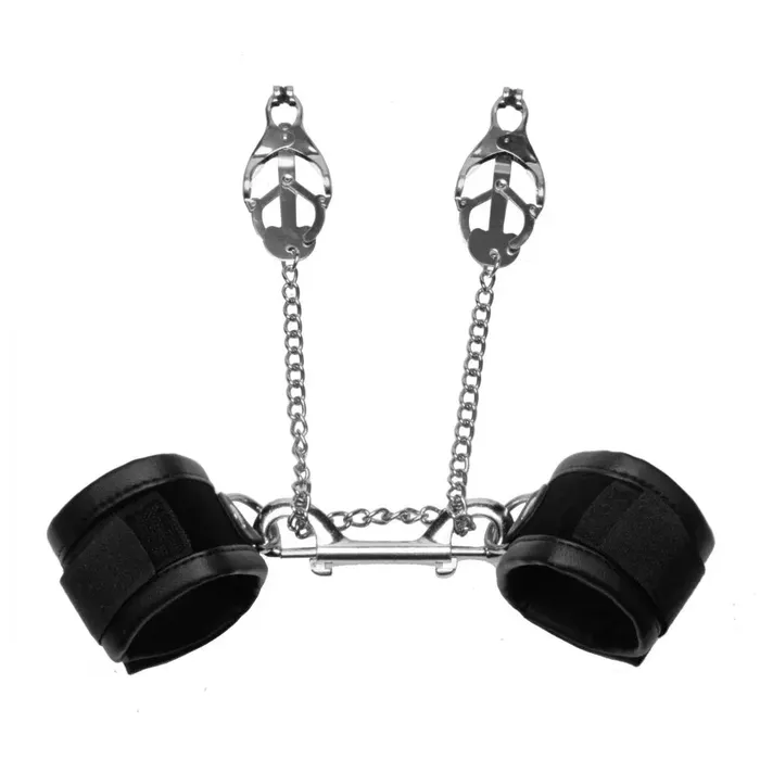 Couples Frisky Wrist to Nipples Restraint Bondage Cuffs to Nipple Clamps BDSM Kit
