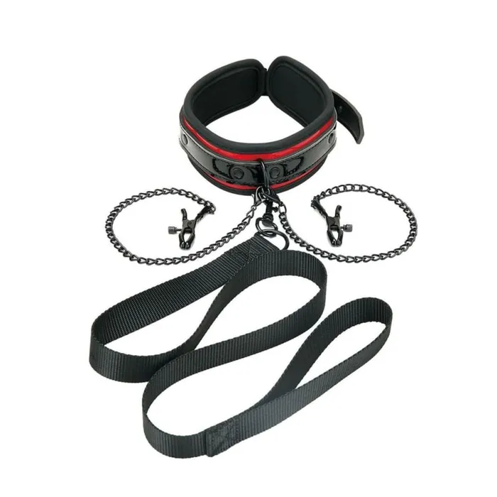 Couples Whip Smart WS HEARTBREAKER DELUXE COLLAR NIPPLE CLIPS LEASH SET