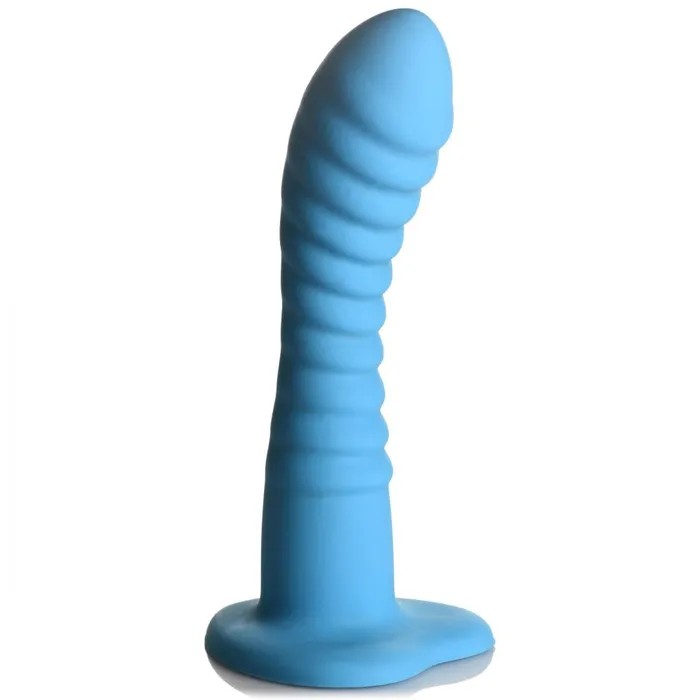 Curve Toys Dildos Ribbed Dildo Sex Toy Textured Dildo Heart Suction Cup Sex Toy Silicone Blue