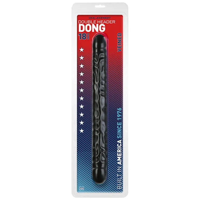 Doc Johnson Dildos Double Header 18 Inch Veined Dong Black Doc Johnson Dildos Double Header 18 Inch Veined Dong Black