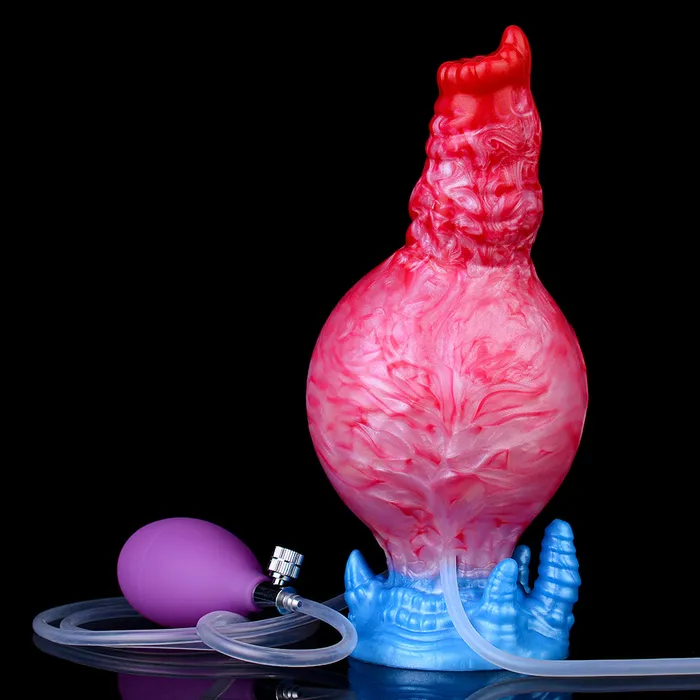 Domlust Anal Ejaculating Dog Dildo Anal Butt Plug Inflatable Anal Dildos Silicone Vaginal Masturbation Sex Toys