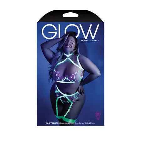 Fantasy Lingerie Female Sex Toys Fantasy Lingerie Glow In A Trance Harness Bra Garter Belt Neon Chartreuse Queen