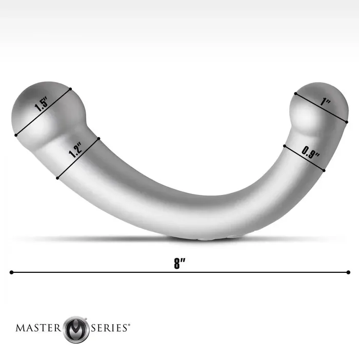 Female Sex Toys Master Series VibraCrescent Silicone Vibrating DualEnded Curved Anal Dildo Silver