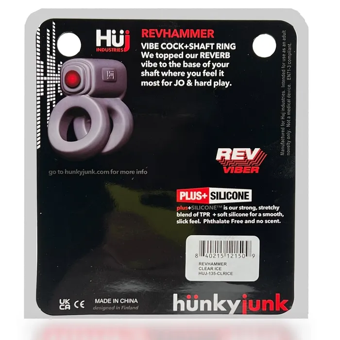 Hunkyjunk Vibrators REVHAMMER shaft vibe ring TEAL ICE w Black Vibe