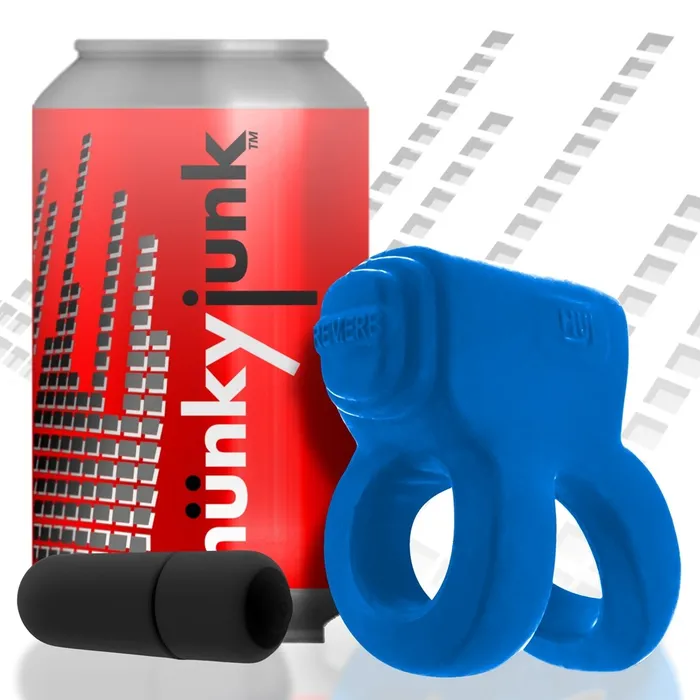 Hunkyjunk Vibrators REVHAMMER shaft vibe ring TEAL ICE w Black Vibe