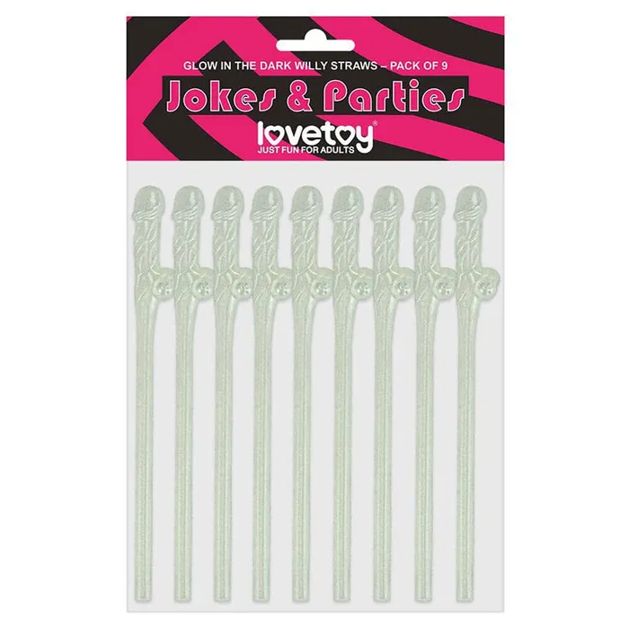 Lovetoy Pack Of 9 Willy Straws Glow In The Dark Lovetoy Dildos
