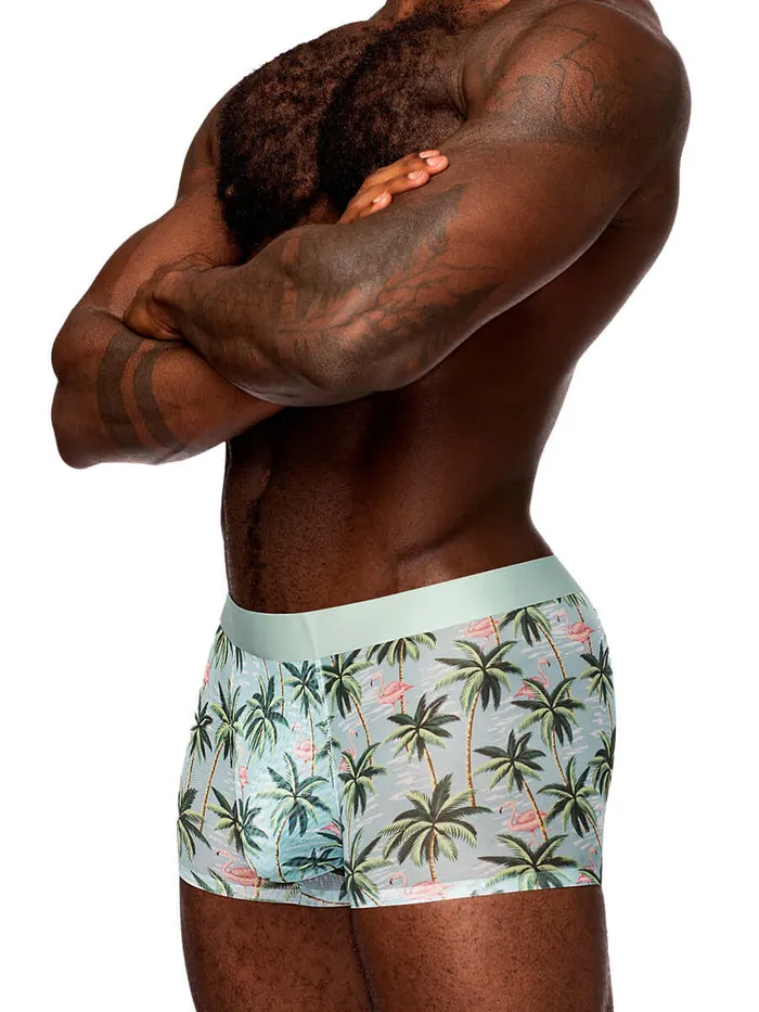 Male Power Hosiery Sheer Prints Seamless Sheer Short XLarge Flamingo