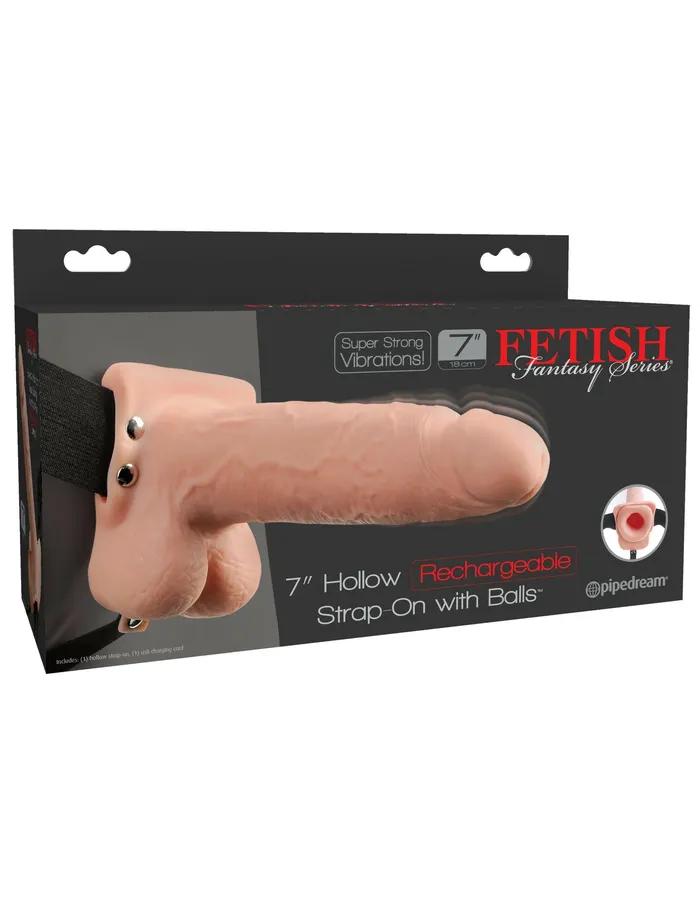 Pipedream Female Sex Toys Fetish Fantasy Series 7 Hollow Rechargeable Strapon With Balls Flesh Pipedream Female Sex Toys Fetish Fantasy Series 7 Hollow Rechargeable Strapon With Balls Flesh